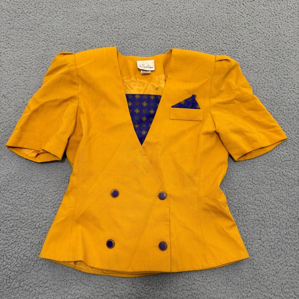 Via Sant Andrea Vintage Blazer 12 80s Mustard Yellow Double Breasted